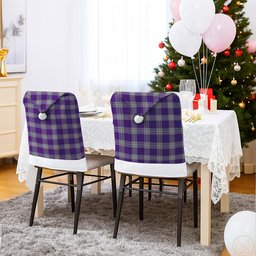 ScotsTee Shop Scottish Menzies Mauve and White Tartan Santa Hat Christmas Chair Covers Decoration Table Dinner