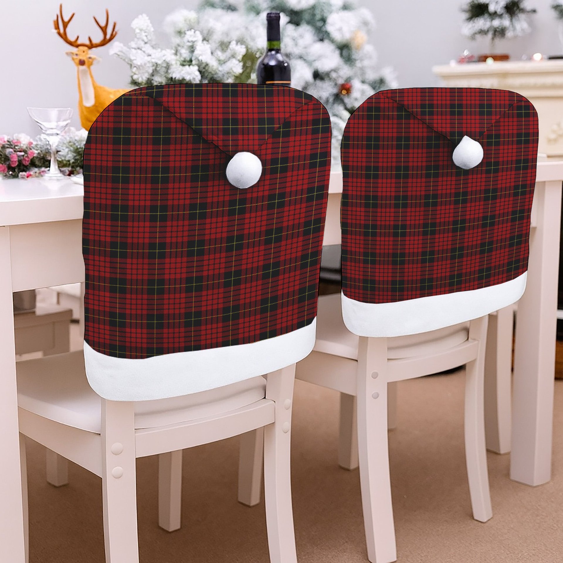 ScotsTee Shop Scottish Mcquain Tartan Santa Hat Christmas Chair Covers Decoration Table Dinner
