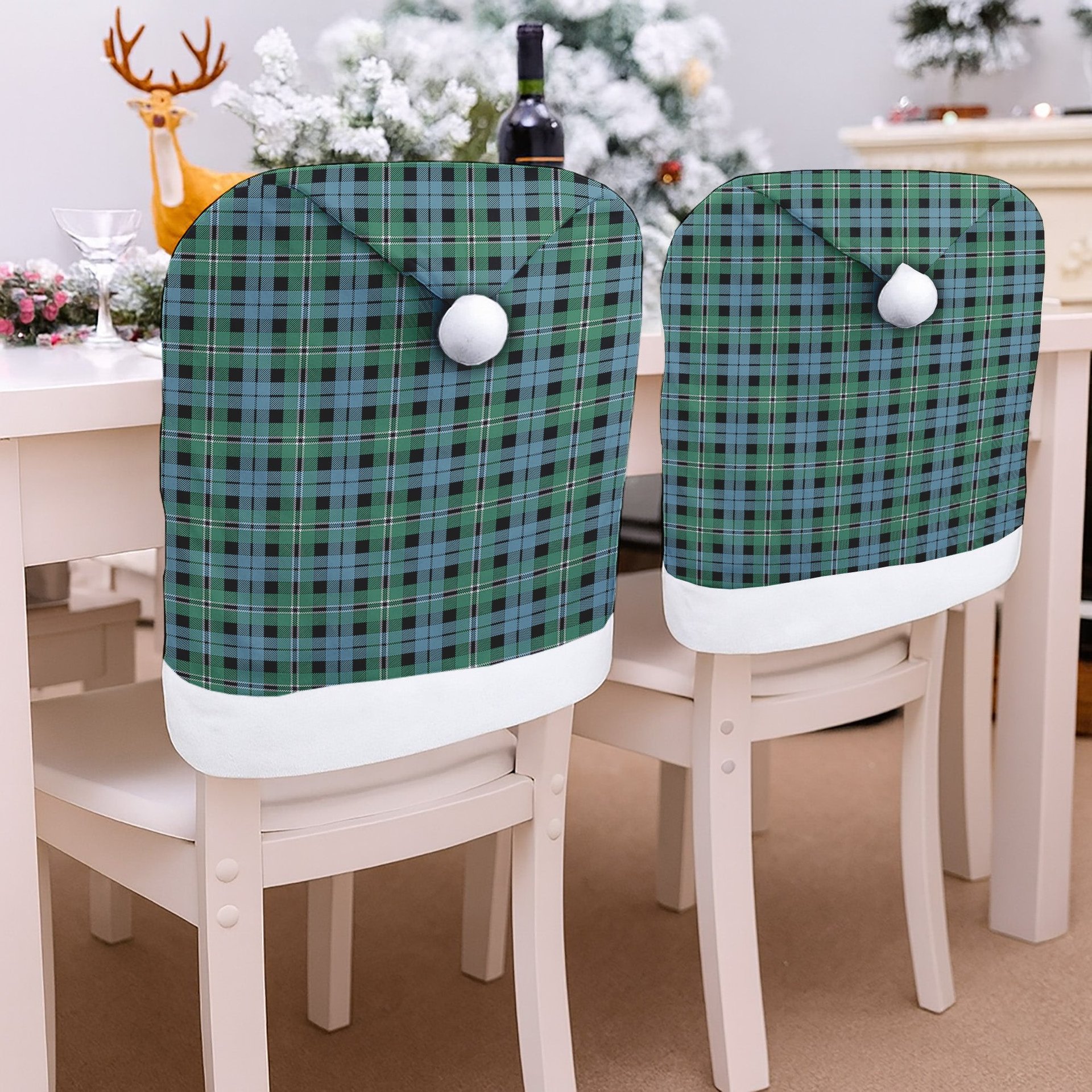 ScotsTee Shop Scottish Melville Modern Tartan Santa Hat Christmas Chair Covers Decoration Table Dinner