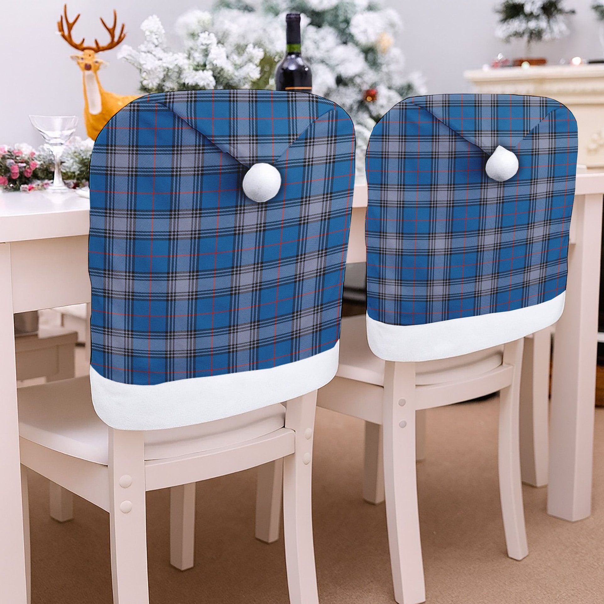 ScotsTee Shop Scottish Kinnaird Ancient Tartan Santa Hat Christmas Chair Covers Decoration Table Dinner