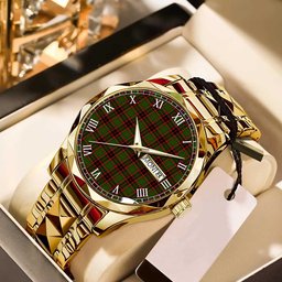 Buchanan Old Sett Tartan Watch Alloy Quartz Watch with Leather Box