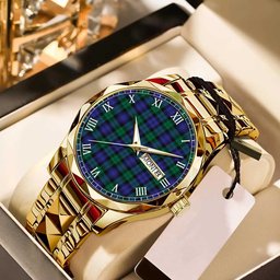 Blackwatch Modern Tartan Watch Alloy Quartz Watch with Leather Box