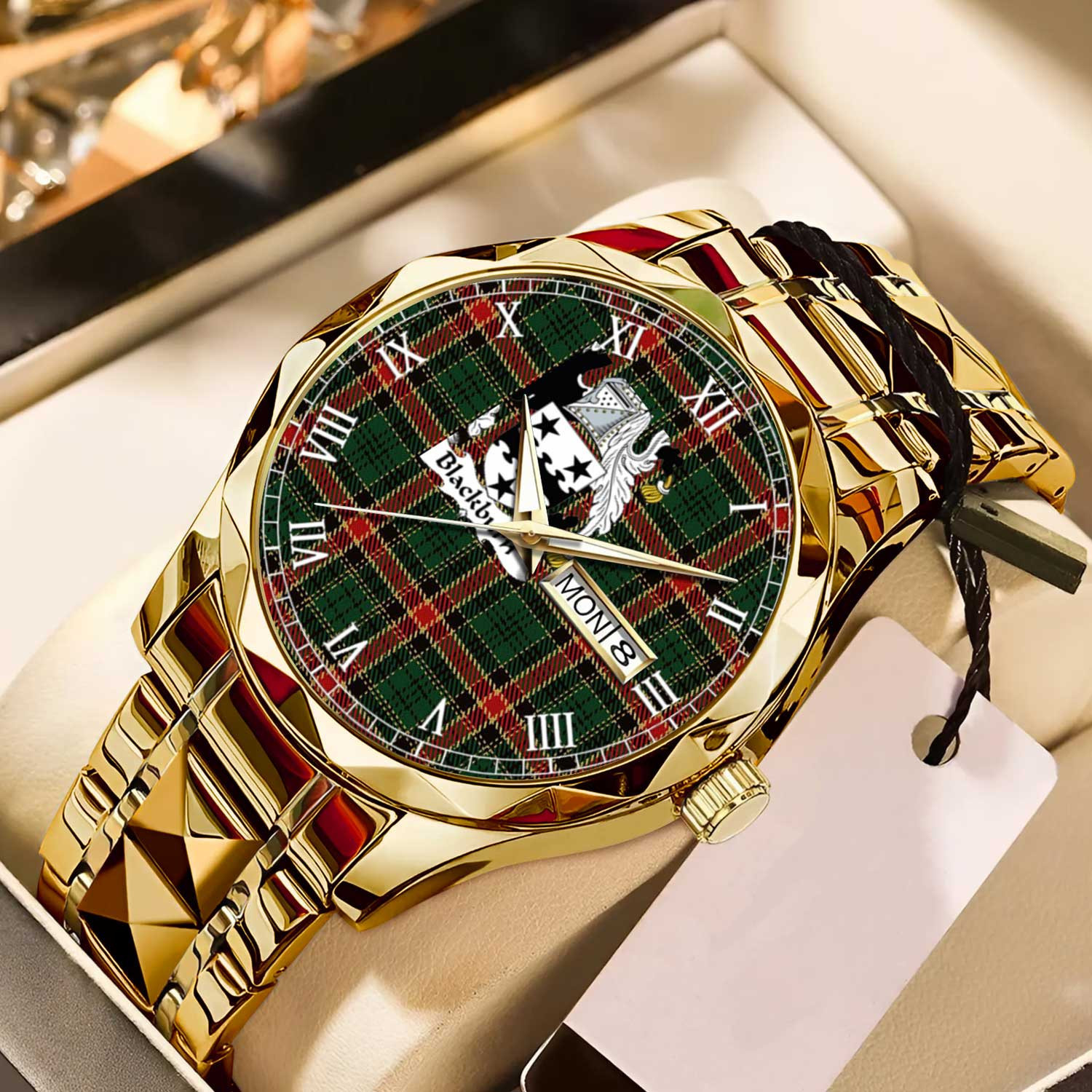 Blackburn Tartan Watch Alloy Quartz Watch with Leather Box