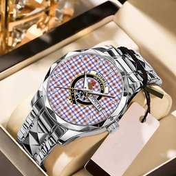 Boswell Modern Tartan Watch Alloy Quartz Watch with Leather Box
