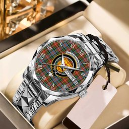 Caledonia Ancient Tartan Watch Alloy Quartz Watch with Leather Box