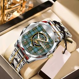 Caldwell Tartan Watch Alloy Quartz Watch with Leather Box