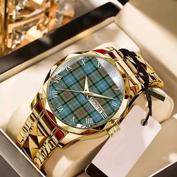 Caldwell Tartan Watch Alloy Quartz Watch with Leather Box