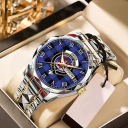 Angus Modern Tartan Watch Alloy Quartz Watch with Leather Box