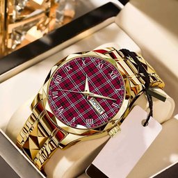 Little Tartan Watch Alloy Quartz Watch with Leather Box