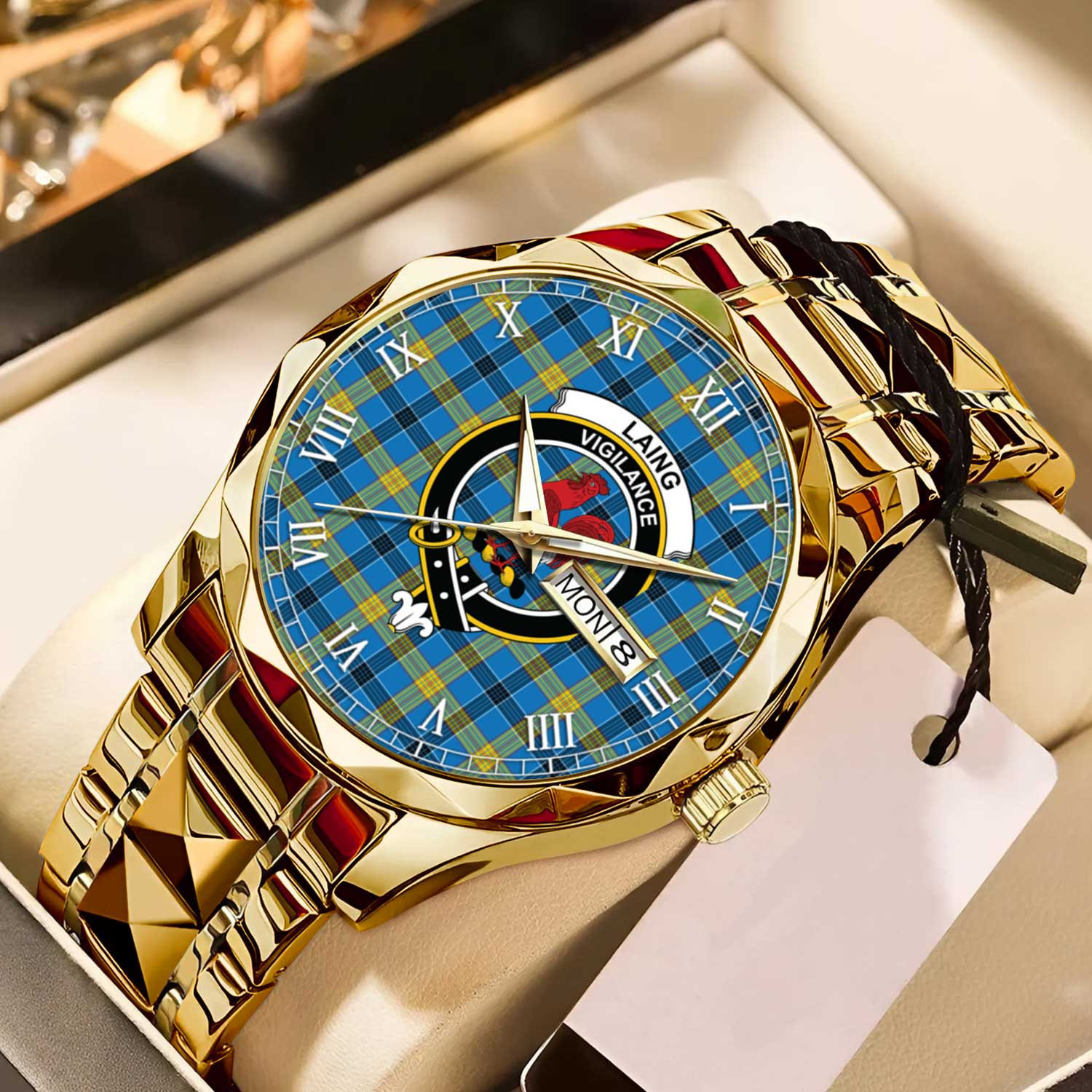 Laing Tartan Watch Alloy Quartz Watch with Leather Box