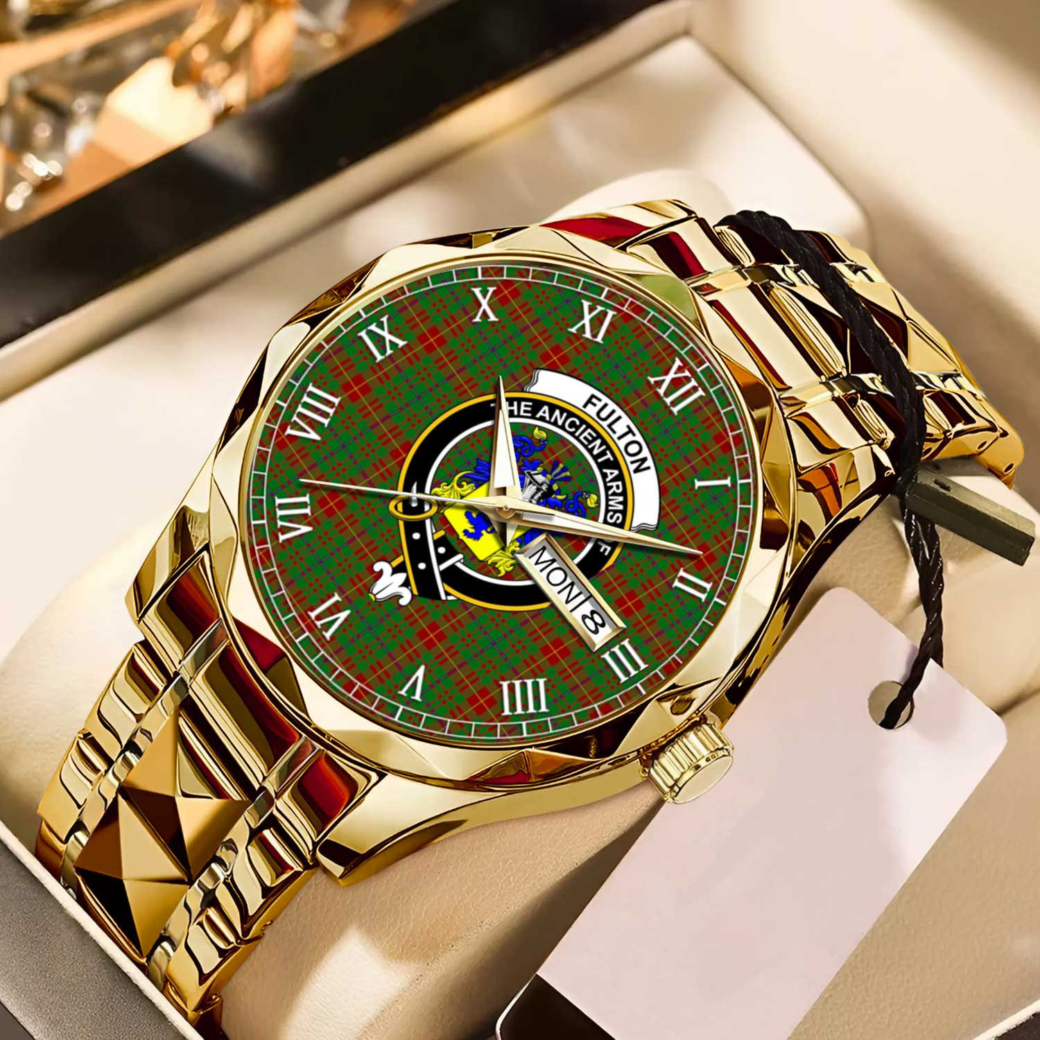 Fulton Tartan Watch Alloy Quartz Watch with Leather Box