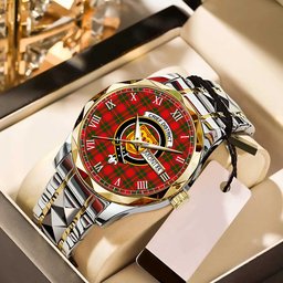 Crief District Tartan Watch Alloy Quartz Watch with Leather Box
