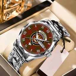 Drummond Clan Tartan Watch Alloy Quartz Watch with Leather Box