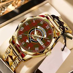 Drummond Clan Tartan Watch Alloy Quartz Watch with Leather Box