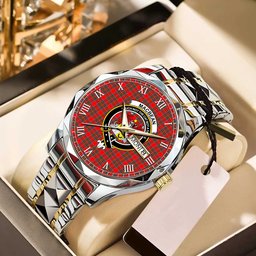 MacBean Modern Tartan Watch Alloy Quartz Watch with Leather Box