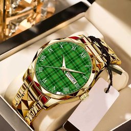 Galloway District Tartan Watch Alloy Quartz Watch with Leather Box