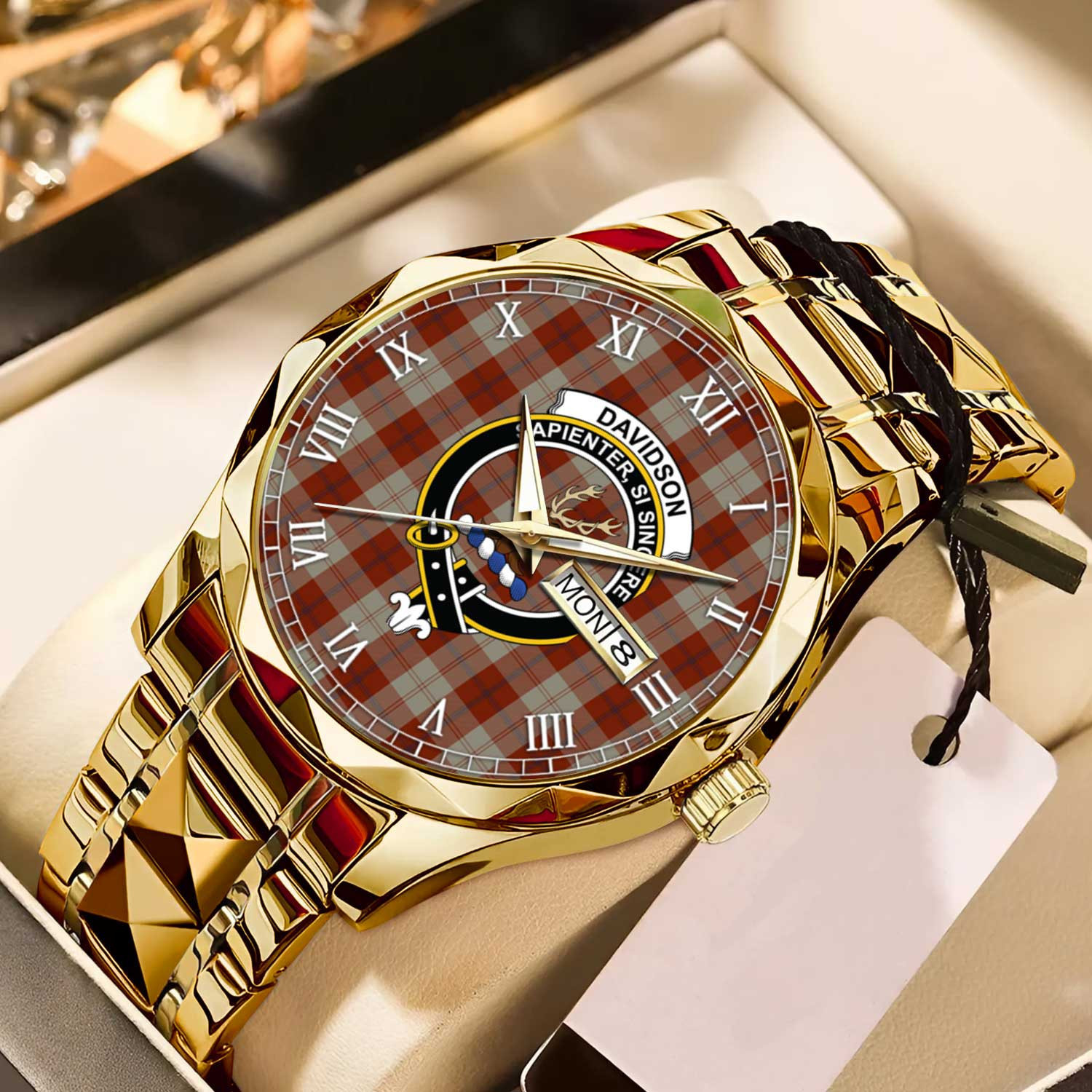 Davidson Dress Dancers Tartan Watch Alloy Quartz Watch with Leather Box