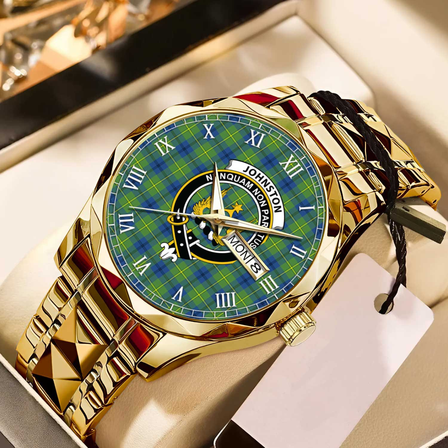 Johnston Ancient Tartan Watch Alloy Quartz Watch with Leather Box