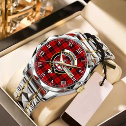 Ettrick District Tartan Watch Alloy Quartz Watch with Leather Box