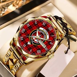 Ettrick District Tartan Watch Alloy Quartz Watch with Leather Box