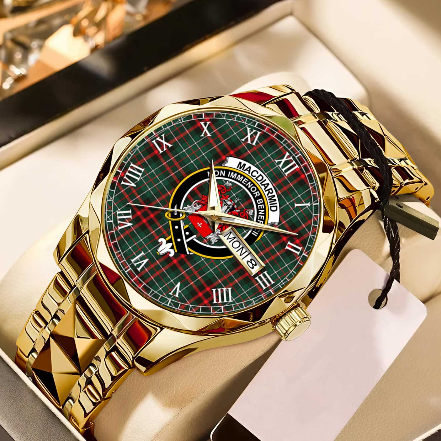 MacDiarmid Modern Tartan Watch Alloy Quartz Watch with Leather Box