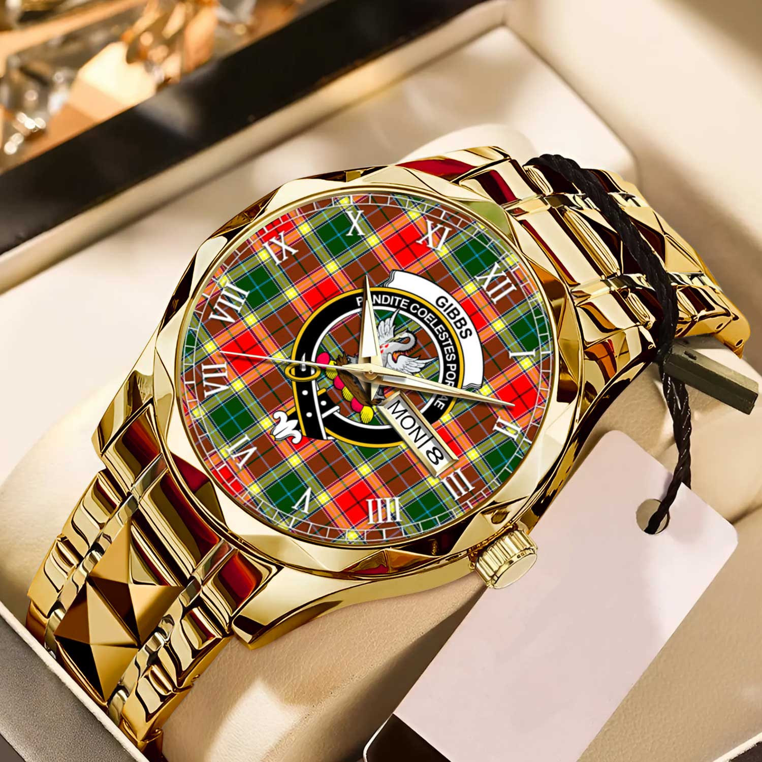 Gibbs Tartan Watch Alloy Quartz Watch with Leather Box