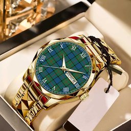 Lauder Tartan Watch Alloy Quartz Watch with Leather Box