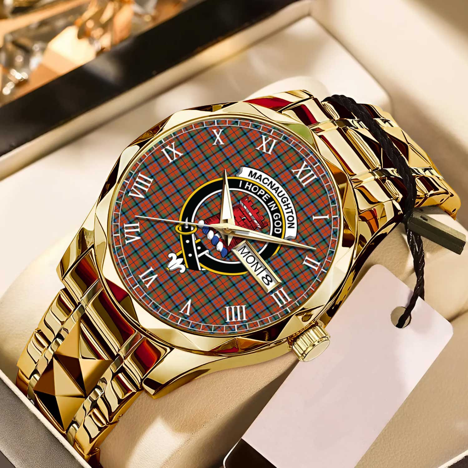 MacNaughton Ancient Tartan Watch Alloy Quartz Watch with Leather Box