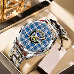 Strathclyde District Tartan Watch Alloy Quartz Watch with Leather Box