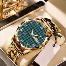 Mouat Tartan Watch Alloy Quartz Watch with Leather Box