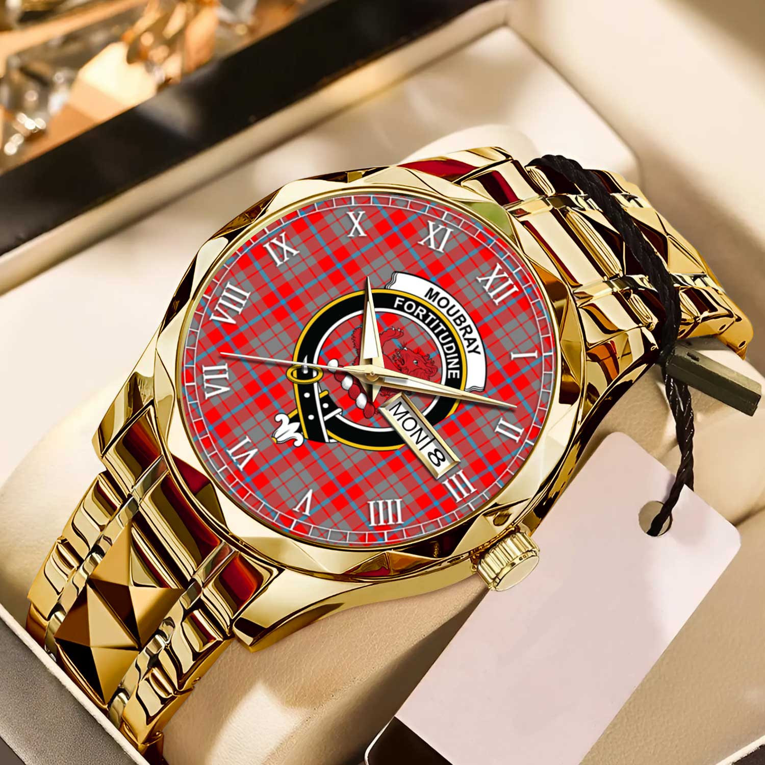 Moubray Tartan Watch Alloy Quartz Watch with Leather Box