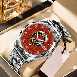 SCOTT MODERN Tartan Watch Alloy Quartz Watch with Leather Box