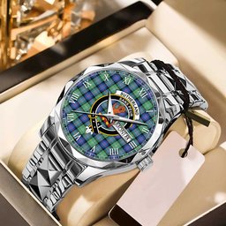 Sutherland Old Ancient Tartan Watch Alloy Quartz Watch with Leather Box