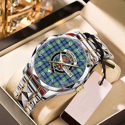 Sutherland Old Ancient Tartan Watch Alloy Quartz Watch with Leather Box
