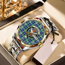 Sutherland Old Ancient Tartan Watch Alloy Quartz Watch with Leather Box
