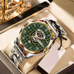Reid Green Tartan Watch Alloy Quartz Watch with Leather Box