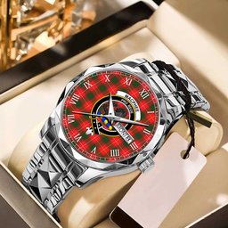 MacPhee Modern Tartan Watch Alloy Quartz Watch with Leather Box