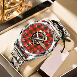 MacPhee Modern Tartan Watch Alloy Quartz Watch with Leather Box