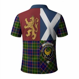 ScotsTee Shop Scottish Arnott Crest Tartan Polo Shirt Lion Rampant Saltire