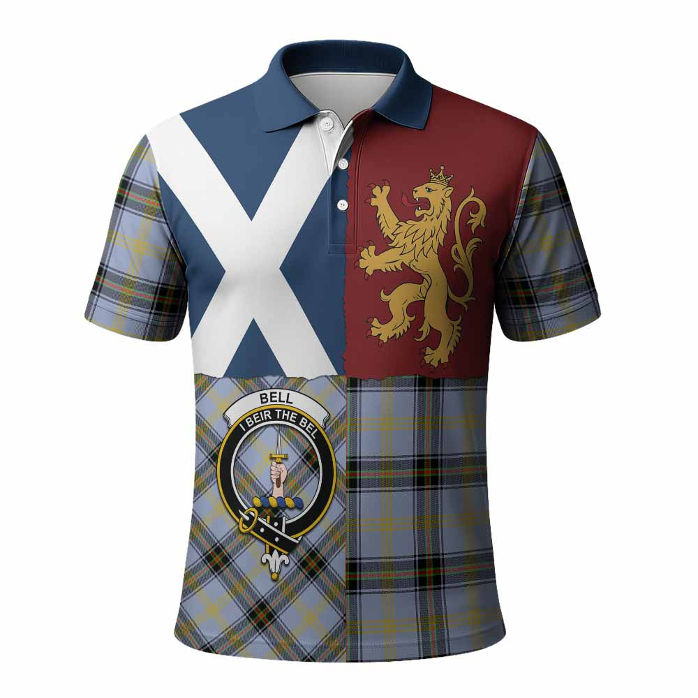 ScotsTee Shop Scottish Bell Crest Tartan Polo Shirt Lion Rampant Saltire