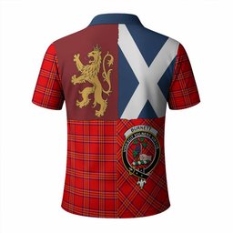 ScotsTee Shop Scottish Burnett Crest Tartan Polo Shirt Lion Rampant Saltire