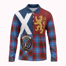 ScotsTee Shop Scottish Dalmahoy Crest Tartan Polo Shirt Lion Rampant Saltire