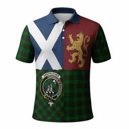 ScotsTee Shop Scottish Anstruther Crest Tartan Polo Shirt Lion Rampant Saltire