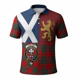 ScotsTee Shop Scottish Cheyne Crest Tartan Polo Shirt Lion Rampant Saltire