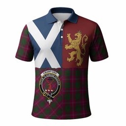 ScotsTee Shop Scottish Crawford Crest Tartan Polo Shirt Lion Rampant Saltire