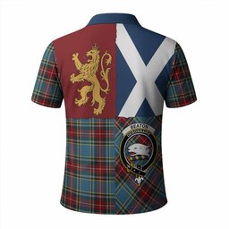 ScotsTee Shop Scottish Beaton Crest Tartan Polo Shirt Lion Rampant Saltire