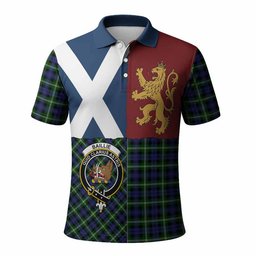 ScotsTee Shop Scottish Baillie (Bailey) Crest Tartan Polo Shirt Lion Rampant Saltire