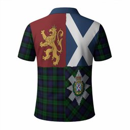 ScotsTee Shop Scottish Black Watch Crest Tartan Polo Shirt Lion Rampant Saltire