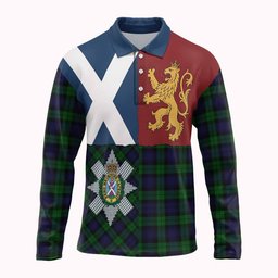 ScotsTee Shop Scottish Black Watch Crest Tartan Polo Shirt Lion Rampant Saltire