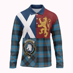 ScotsTee Shop Scottish Horsburgh Crest Tartan Polo Shirt Lion Rampant Saltire